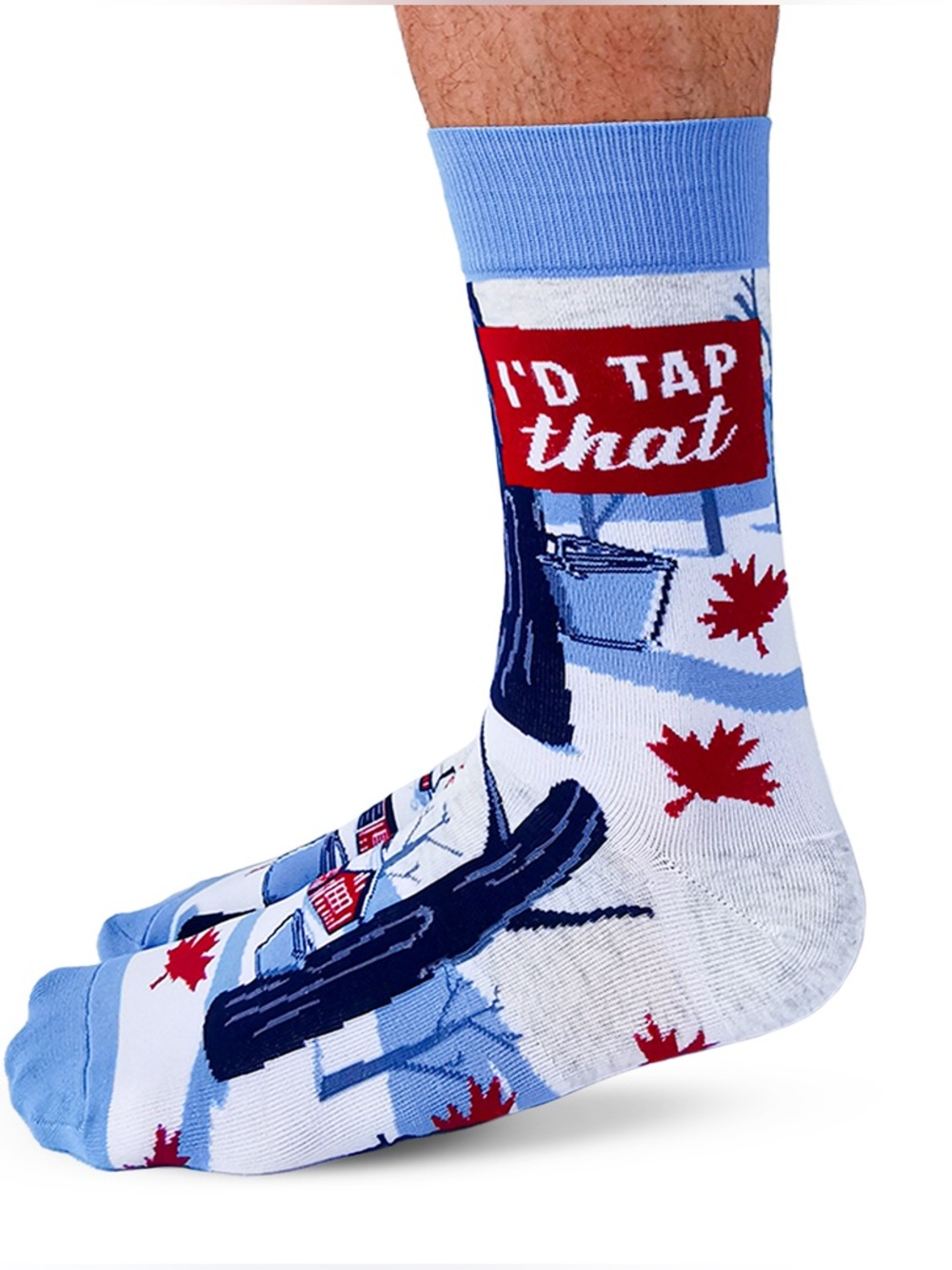 🌻5/$30🌻 🆕 UPTOWN SOX: Canadian Maple Novelty 'I'd Tap That' Crew Socks